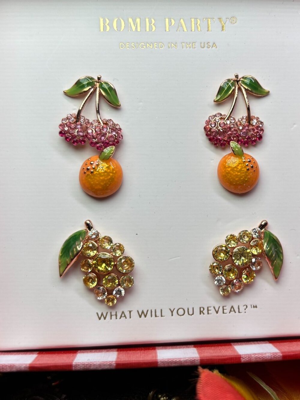 Bomb Party "The Cherry Tree" Market Fresh 3 Earring Sets RBP6400 MSRP $118